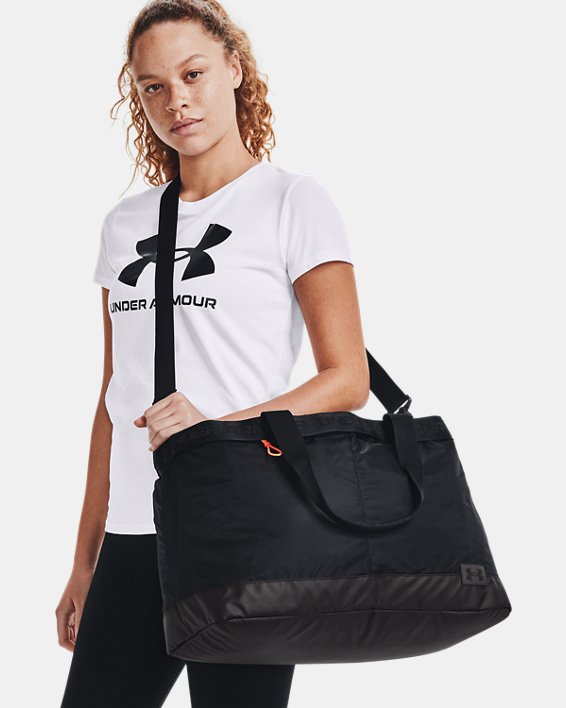 Women's UA Essentials Signature Tote Bag, Black, pdpMainDesktop image number 4